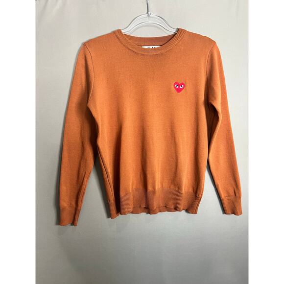 COMME des GARCONS Long-Sleeve Soft T-Shirt Orange M Crew Neck Streetwear Vtg